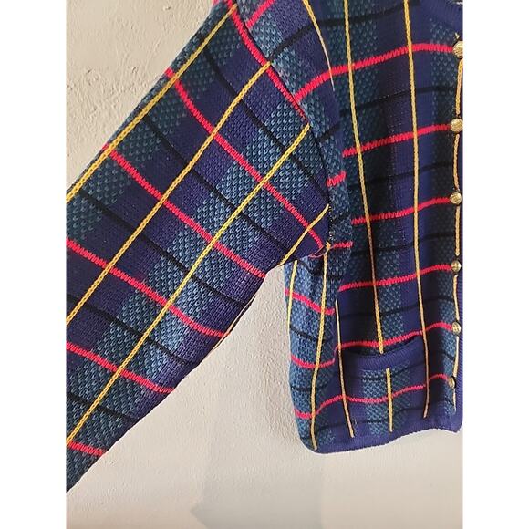 Tally-Ho Womens Cardigan Sweater Vintage 80s 90s Tartan Plaid Size XL Button-Up - Picture 4 of 5